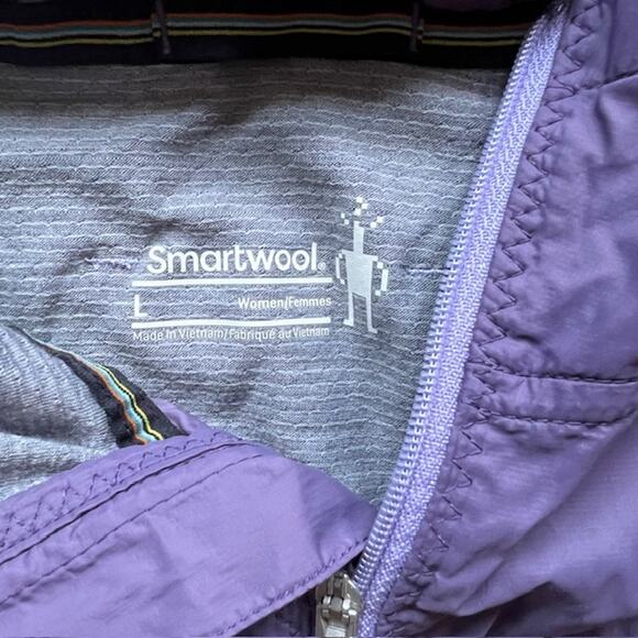 Smartwool Merino Sport Ultra Light Vest Womens L Purple Full Zip Hooded Vented - Picture 3 of 9